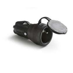 2167/ Base TT 16A-250V C/Tapa Goma Negro IP54