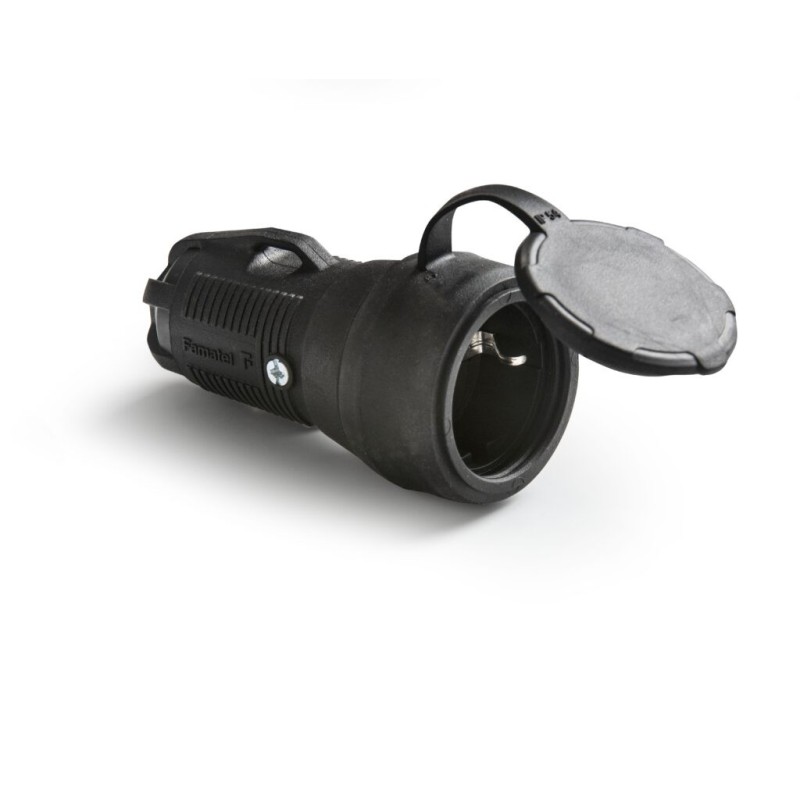 2167/ Base TT 16A-250V C/Tapa Goma Negro IP54