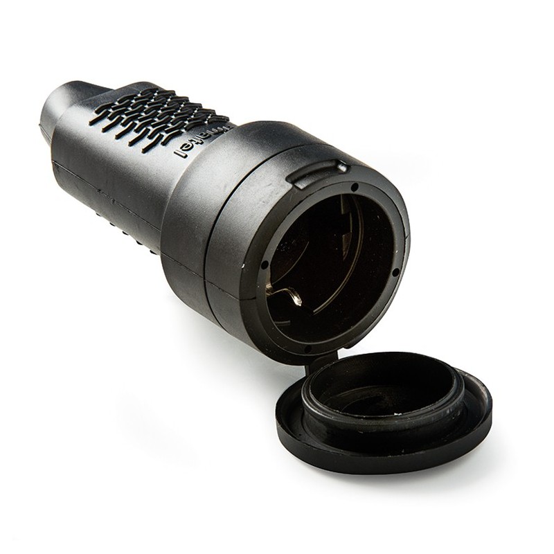 2108/ Base TT 16A-250V C/Tapa Goma Negro