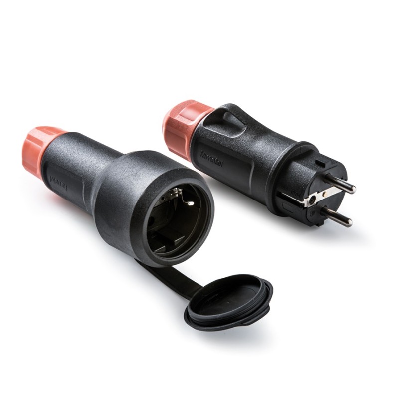 2920/ Kit Clavija+Base TT 16A-250V Negro prensaestopa