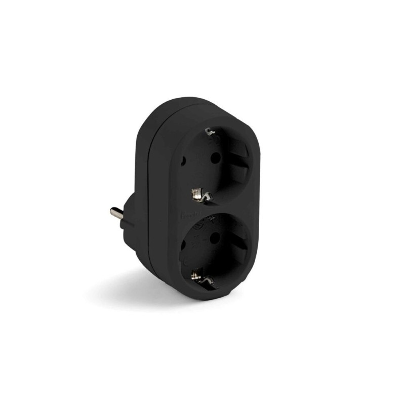 1332-N/ Adaptador doble TT 16A-250V Negro