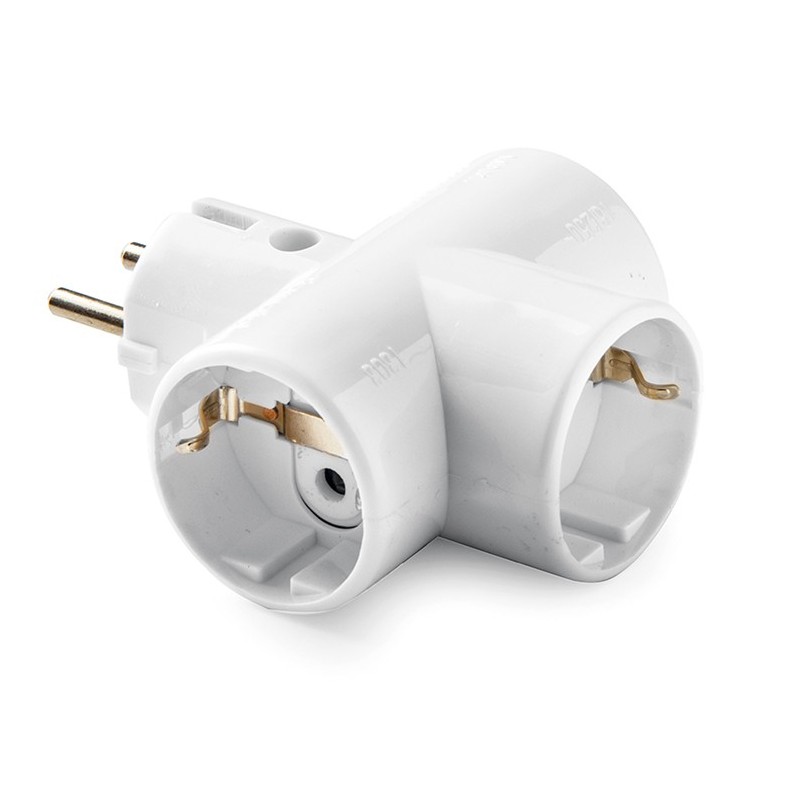 1303/ Adaptador triple TT Cerámica 16A-250V