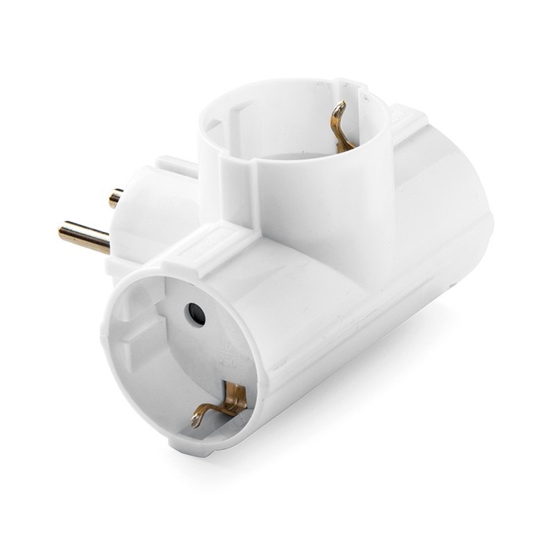 1307/ Adaptador triple TT Lateral 16A-250V
