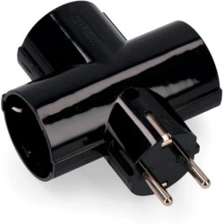1307-N/ Adaptador triple TT Lateral 16A-250V Negro