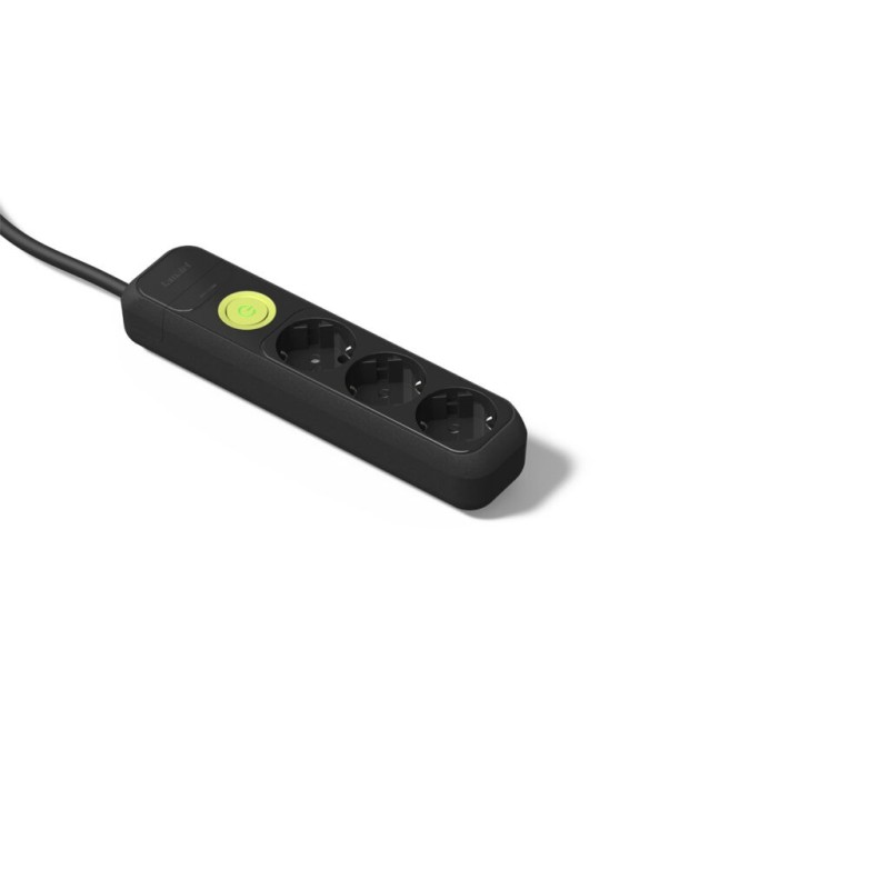 2623-N/ Base 3 tomas TT C/Int.Cable 1,5 Negro