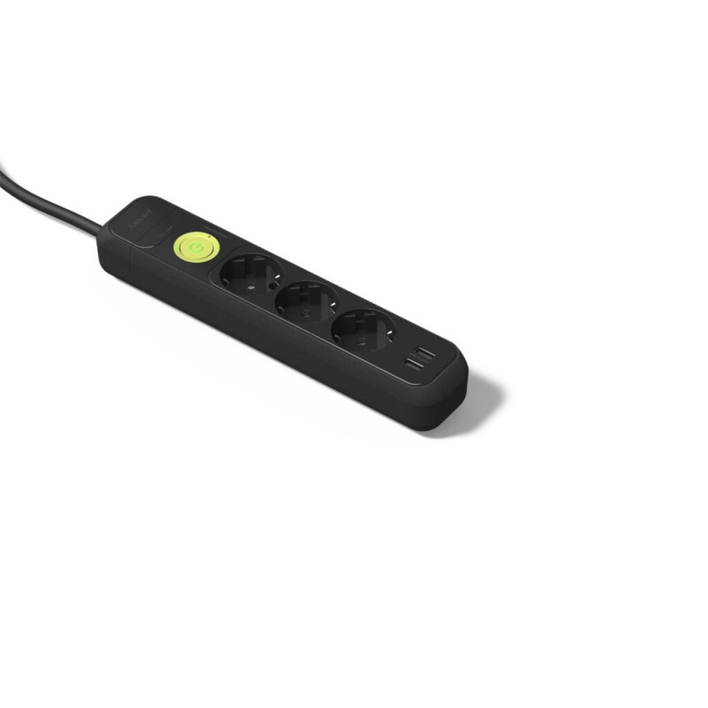 2633-N/ Base 3 tomas TT+2 USB C/Int.Cable 1,5 Negro