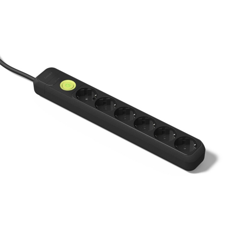 2518-N/ Base 6 tomas TT C/Int.Cable 1,5 Negro