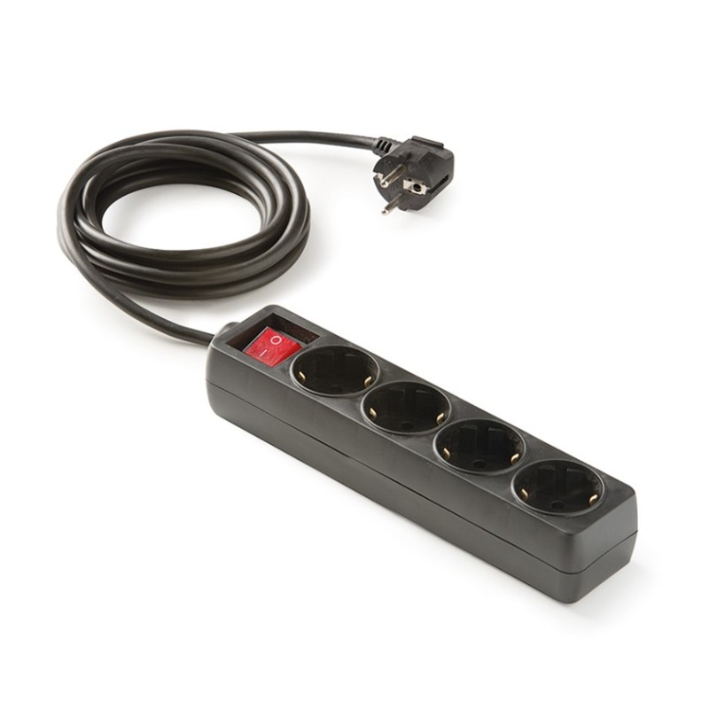 9/704-N/ Base 4 tomas TT C/Int.Cable 1,5 m. Negro