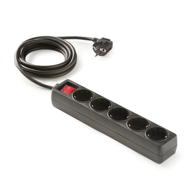 9/705-N/ Base 5 tomas TT C/Int.Cable 1,5 m. Negro