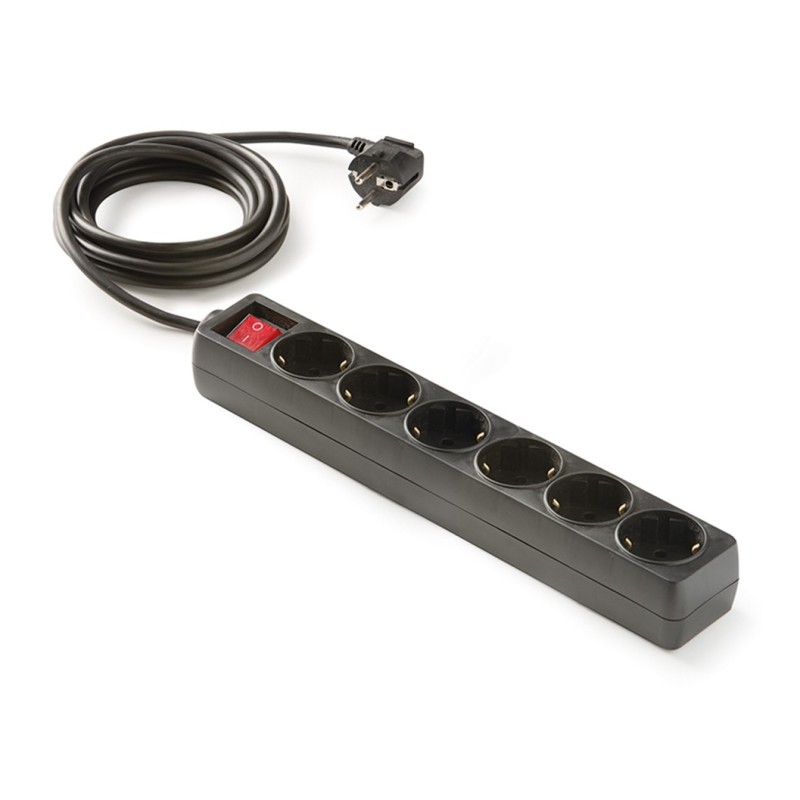 9/706-N/ Base 6 tomas TT C/Int.Cable 1,5 m. Negro