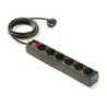 9/706-N/ Base 6 tomas TT C/Int.Cable 1,5 m. Negro