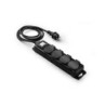 9/714/ Base 4 tomas TT C/Int.Cable 1,5 m. Negro IP44