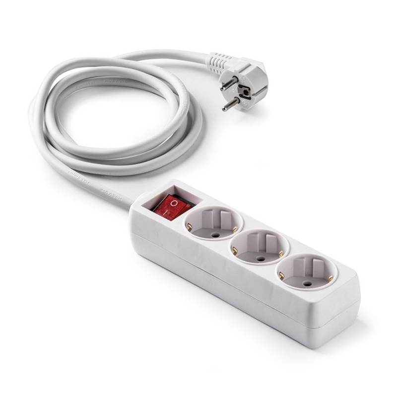 9/903/ Base 3 tomas TT C/Int.Cable 5 m. Blanco