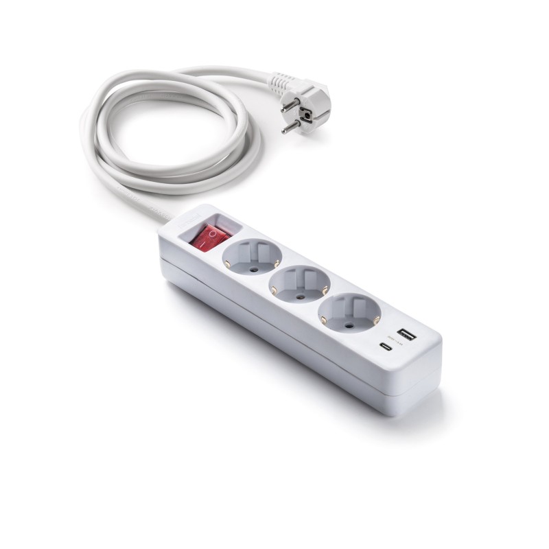 9/713/ Base 3 tomas TT+2 USB A+C C/Int.Cable 1,5 m.