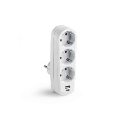 1323/ Adaptador triple TT 16A-250V con USB A+C