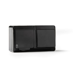 5126-N/ Conmutador + base TT estanco 16A-250V negro