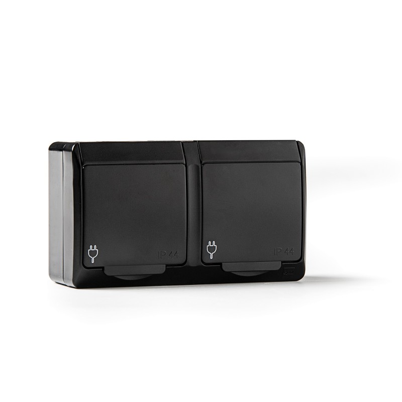5125-N/ Doble base TT lateral estanco 16A-250V negro