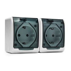 5125/ Doble base TT lateral estanco 16A-250V blanco