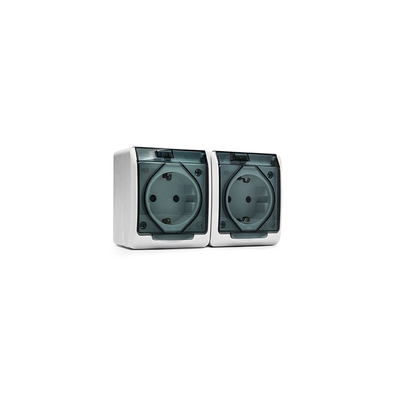 5125/ Doble base TT lateral estanco 16A-250V blanco
