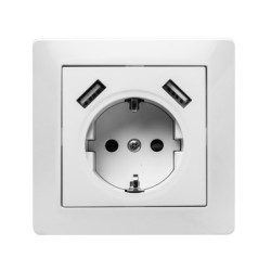 9139/ Toma de corriente 16A-250V + 2 USB blanco
