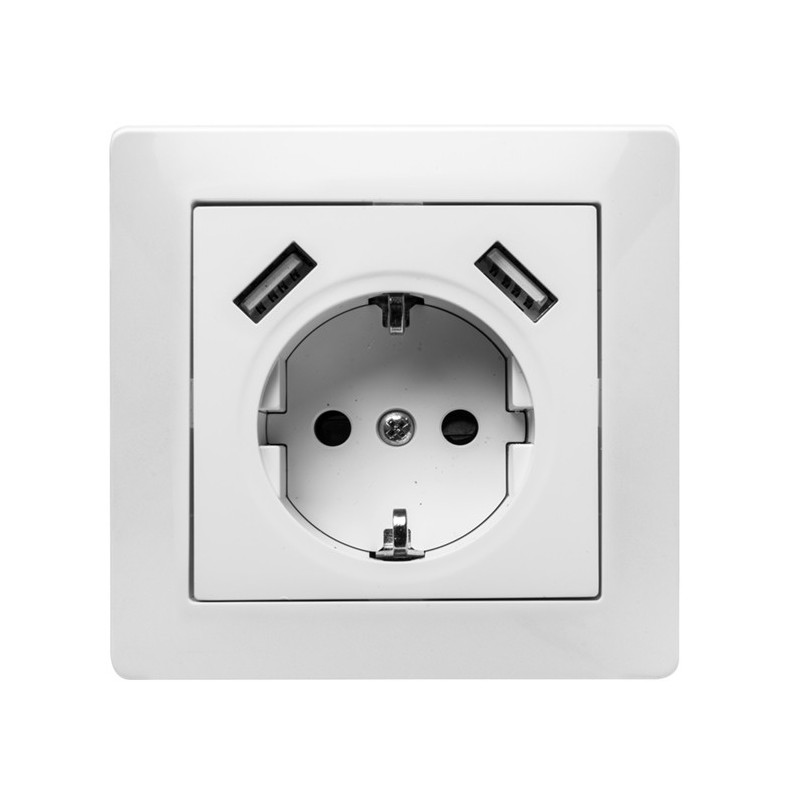 9139/ Toma de corriente 16A-250V + 2 USB blanco