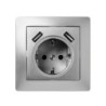 9239/ Toma de corriente 16A-250V + 2 USB aluminio
