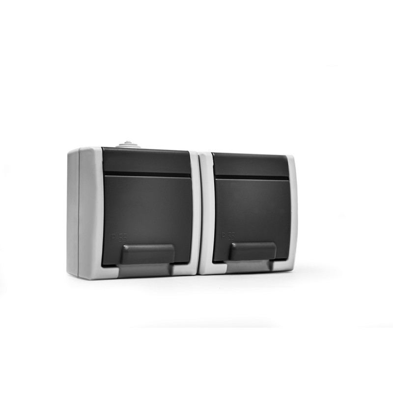 19080/ Doble base TT lateral estanco 16A-250V