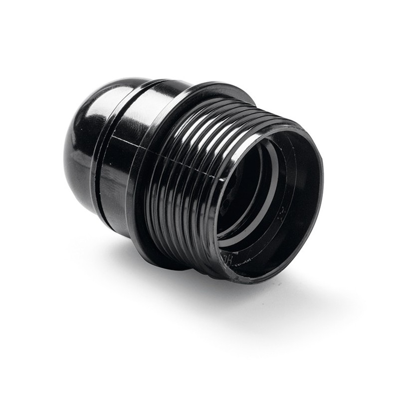 163/ Portalámparas roscado+tope E-27 Negro