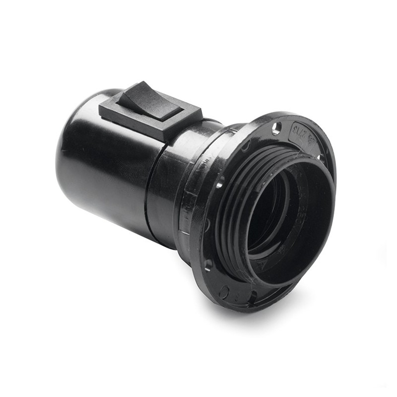 167/ Portalámparas roscado+interruptor E-27 Negro