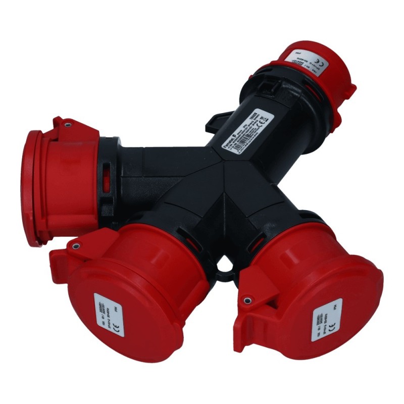 15009/ Adaptador 3 tomas 3P+N+T 32A 380V IP54