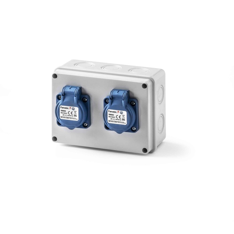 3064/ Caja estanca 2 tomas 2P+TT lateral IP54