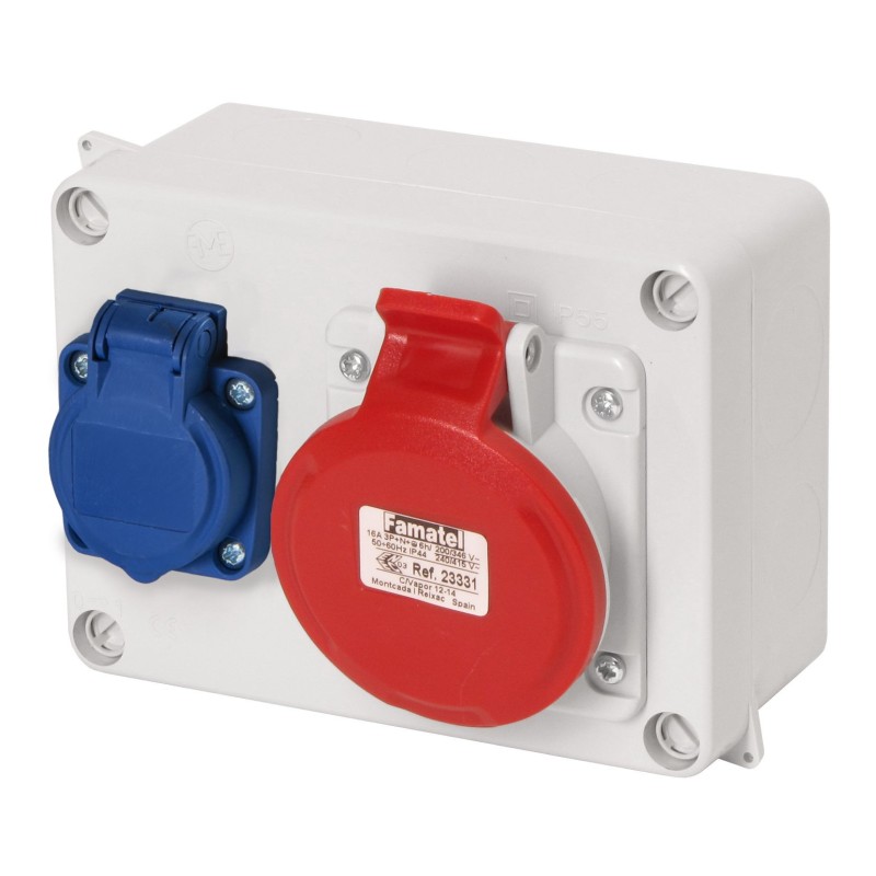 3067/ Caja estanca 1 toma 2P+TTL + 1 3P+T IP54
